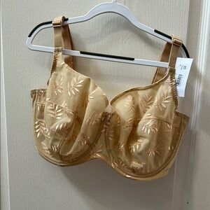 NWT Panache Lingerie Cream Embroidered Full-Coverage Bra 38FF
